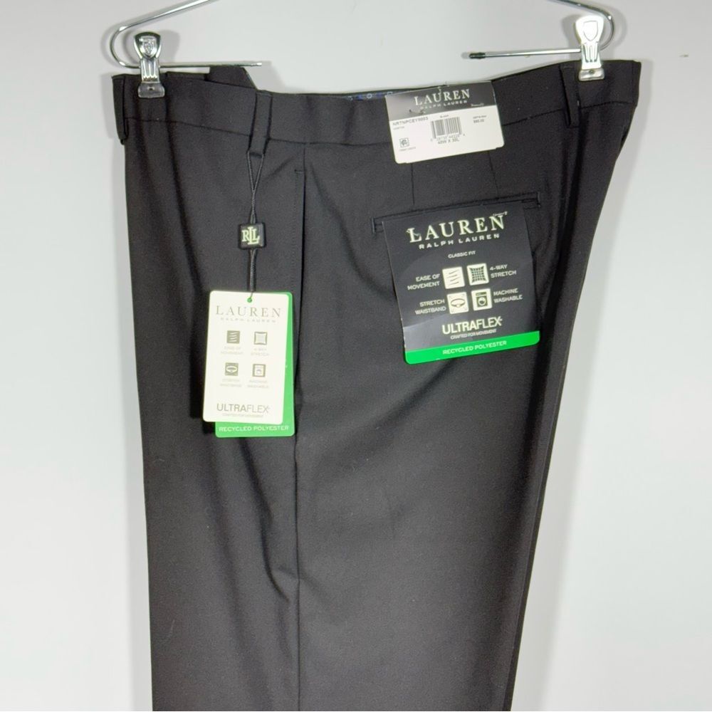 NWT Lauren Ralph Lauren Norton Ultraflex Dress Pants 40x30 Black Flat Front - Picture 4 of 14